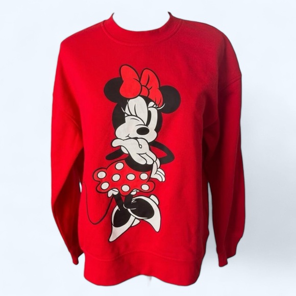 Disney Tops - Disney Authentic Minnie Mouse Vintage Graphic Crewneck Sweatshirt Red Streetwear